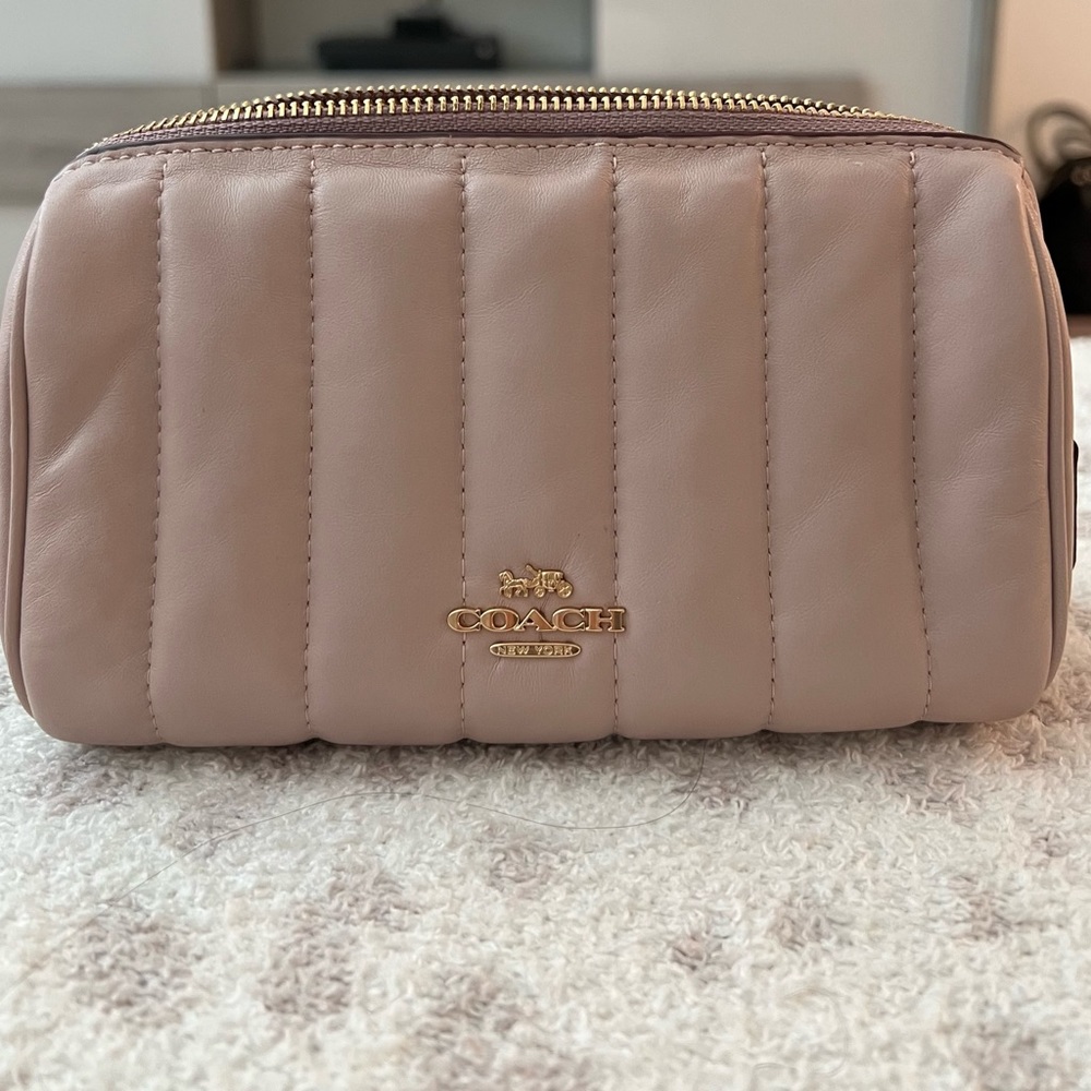 NWT Coach Cosmetic Case 17 with Puffy Linear Quilting - Pink or Washed Mauve
